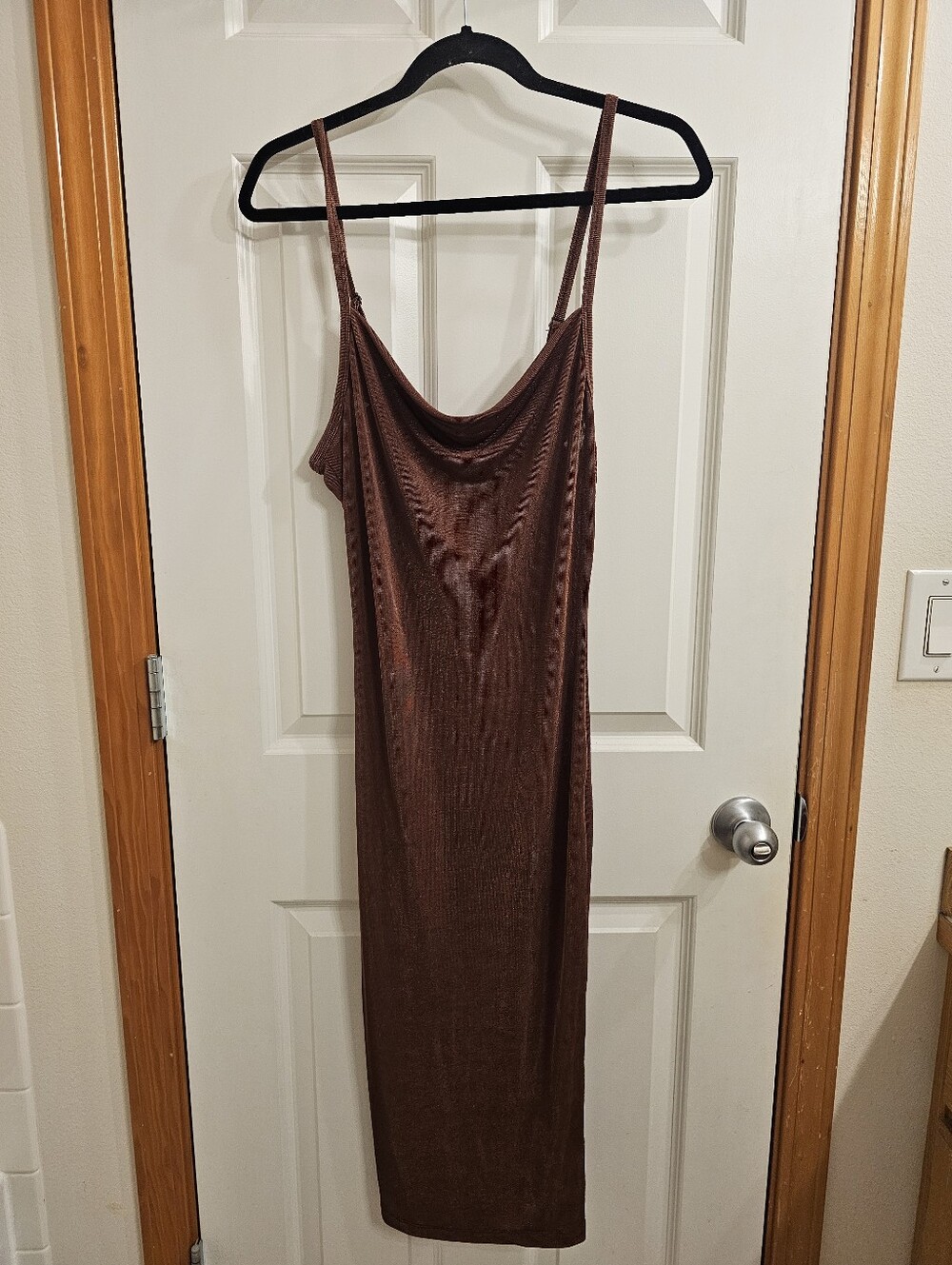 Cowl Neck Slip Dress in Brown